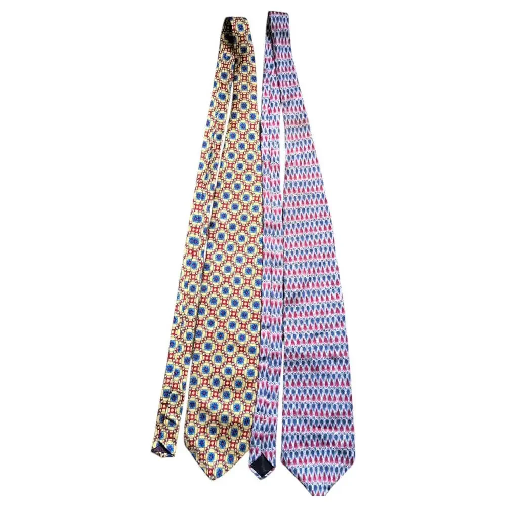 Henri Christiaan Tie Lot of 2 Silk Geometric‎ Pattern Paris British Designer